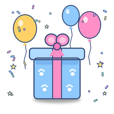 Cofre provisional de la Caja de la Quedada: un regalo con globos
