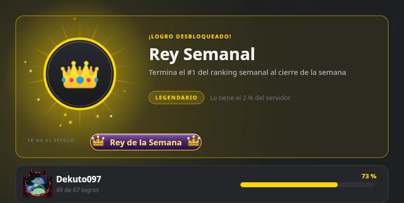 Tarjeta de logro desbloqueado